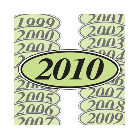 CAR DEALER DEPOT Chartreuse & Black Oval Year Model Signs: 2010 Pk 198-C-10